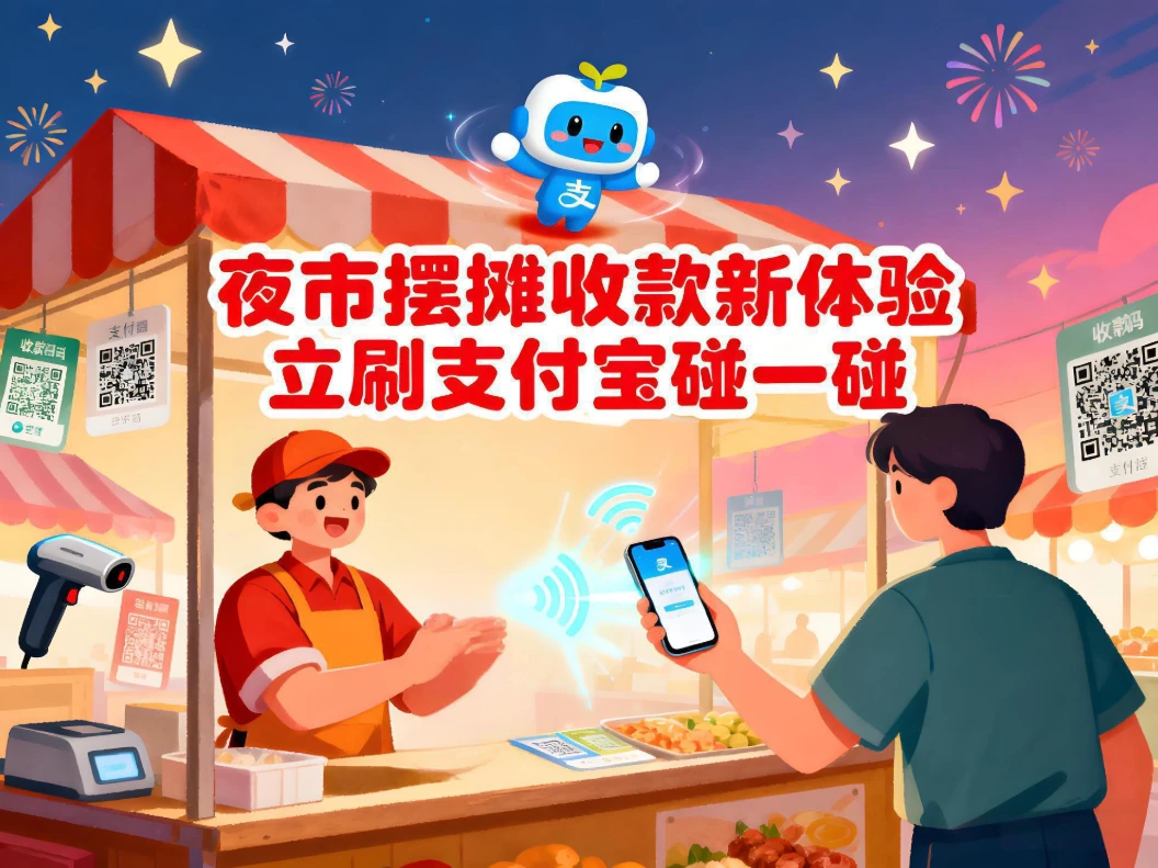 夜市摆摊收款新体验：立刷支付宝“碰一碰”，秒到账无压力！